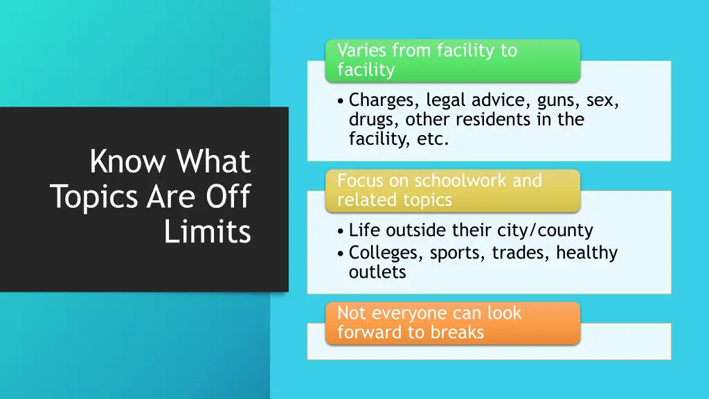 varies from facility to facility