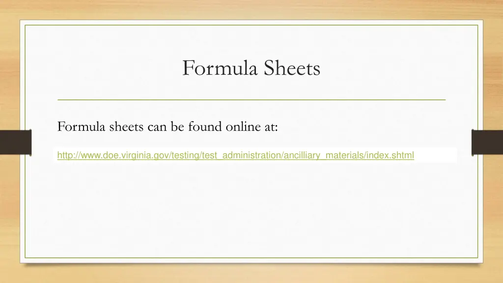 formula sheets