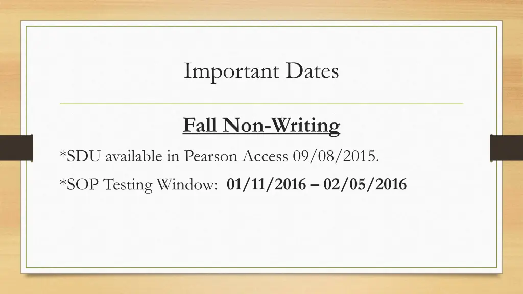 important dates 1