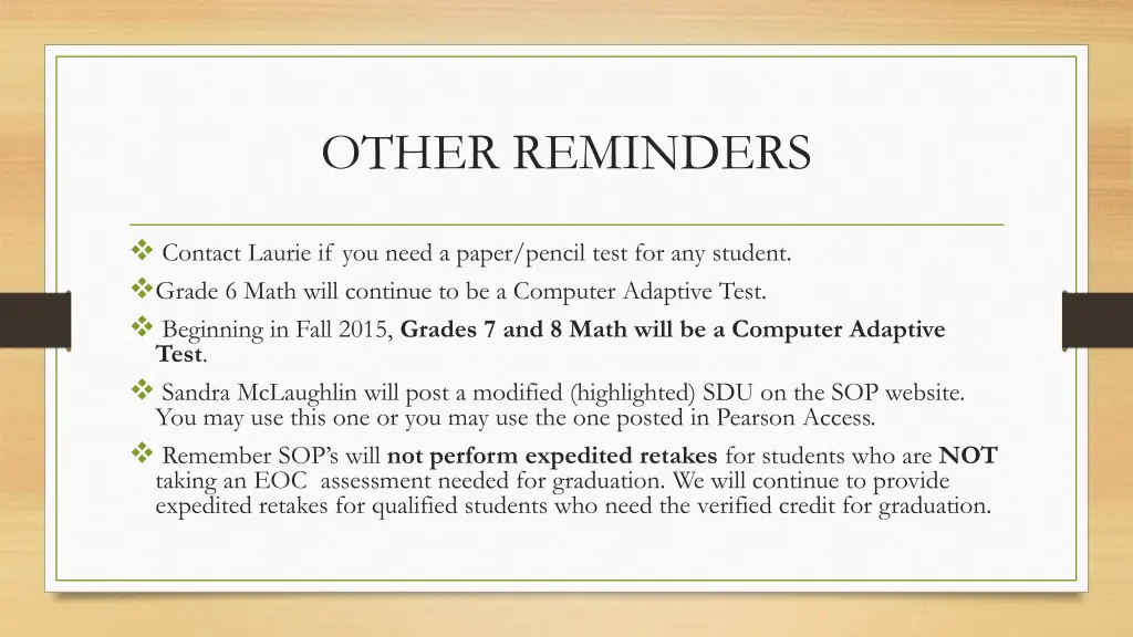 other reminders