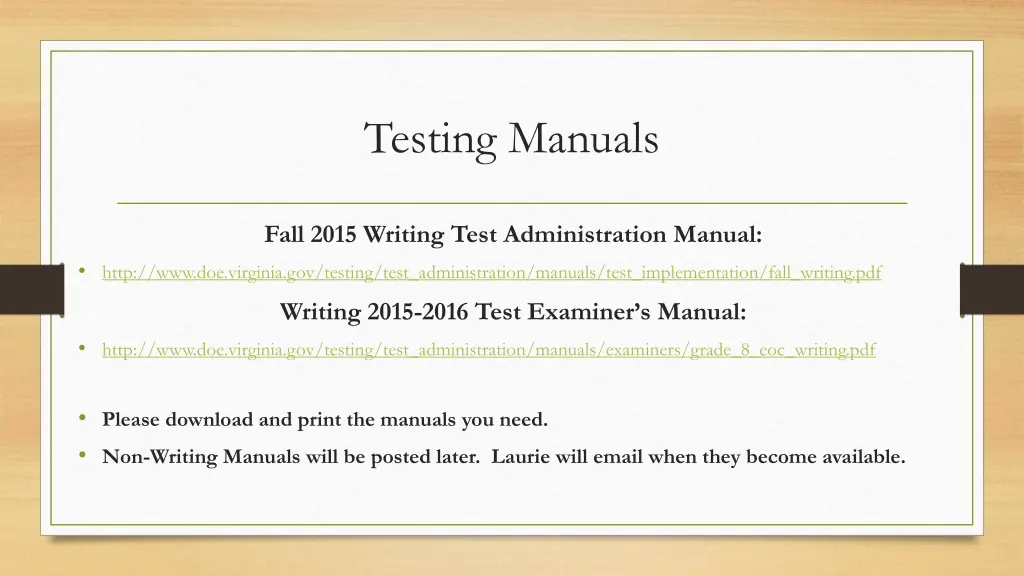 testing manuals