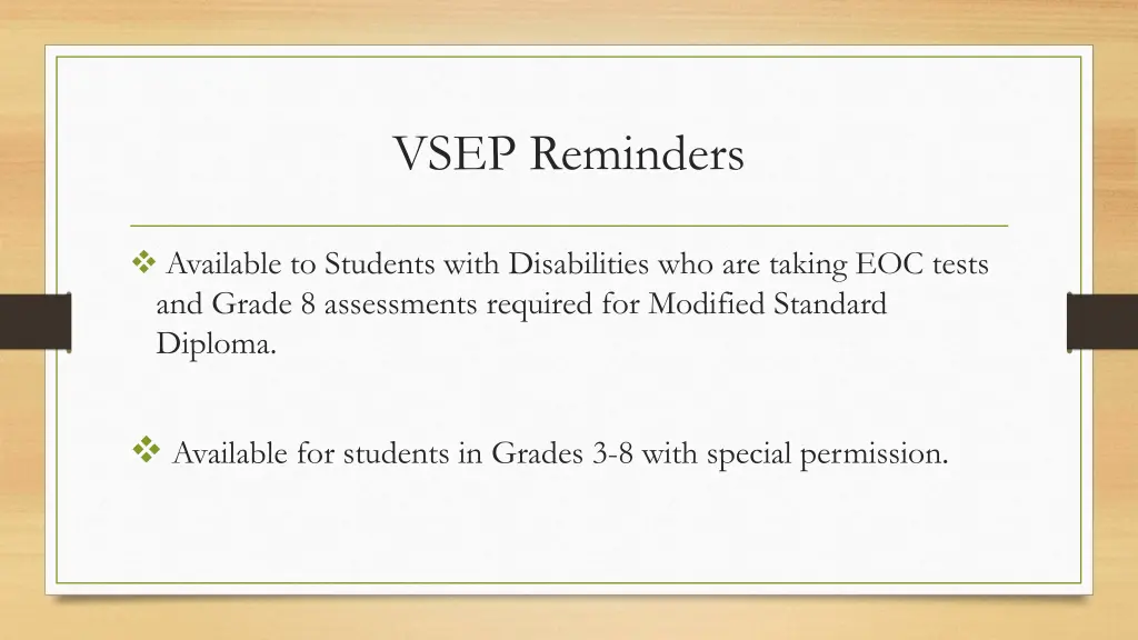 vsep reminders