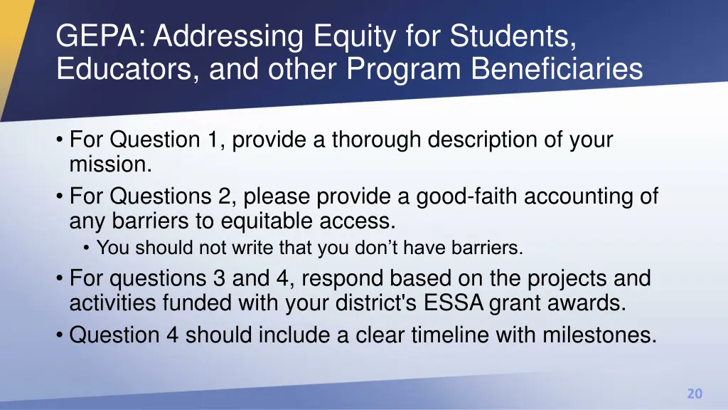 gepa addressing equity for students educators