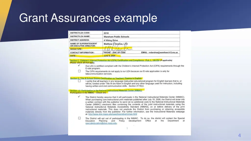 grant assurances example