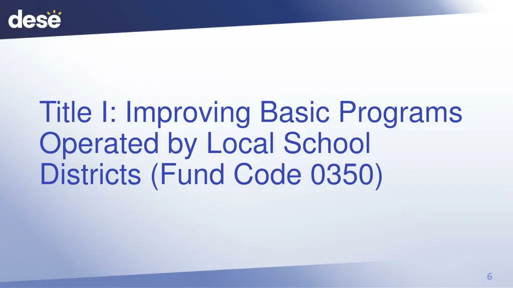 title i improving basic programs operated
