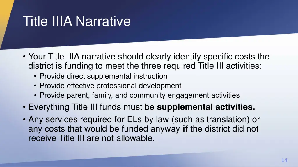 title iiia narrative