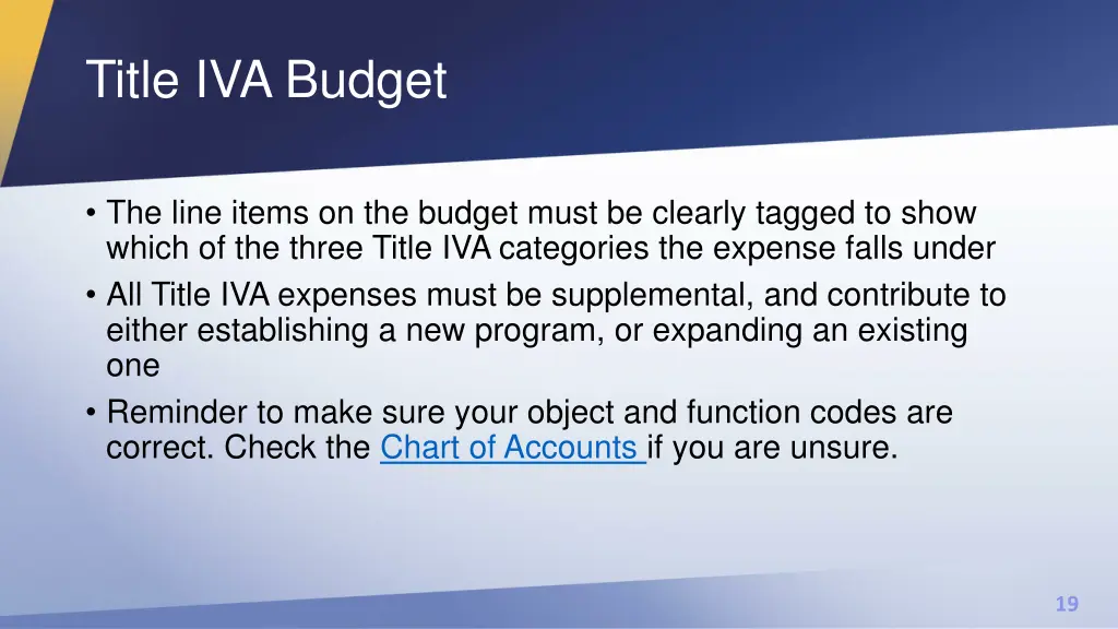 title iva budget