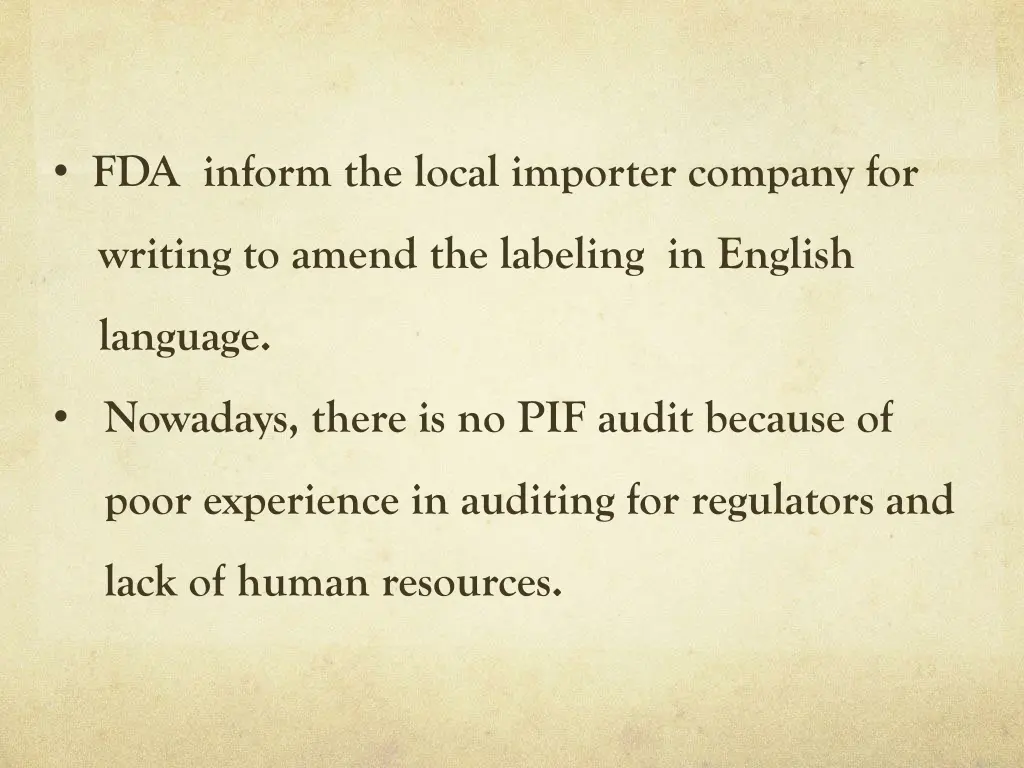 fda inform the local importer company for