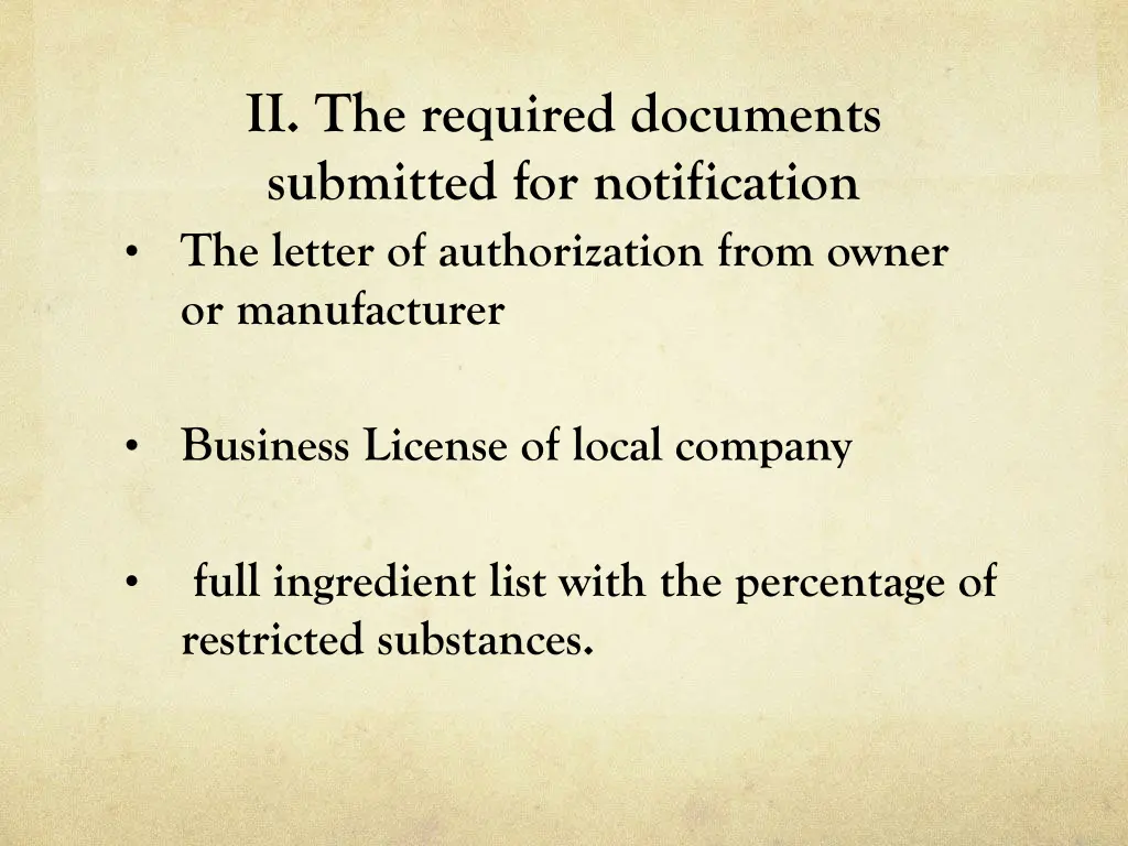 ii the required documents submitted