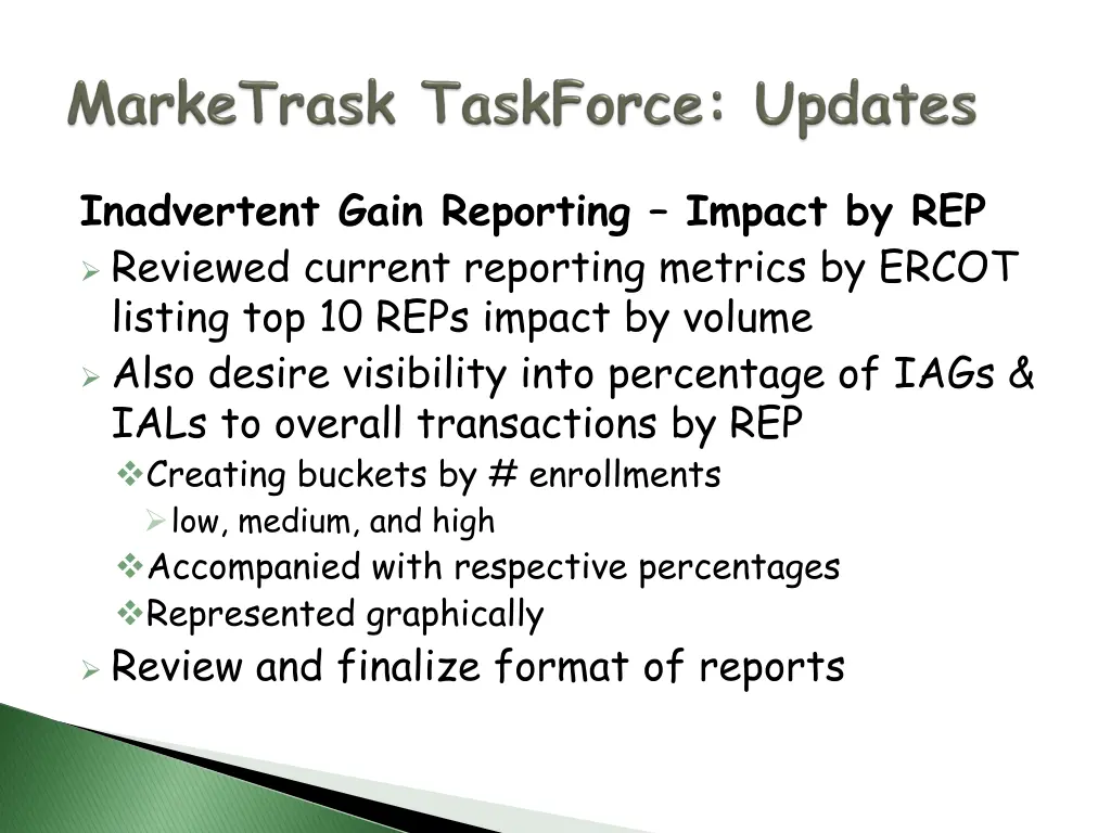inadvertent gain reporting impact by rep reviewed