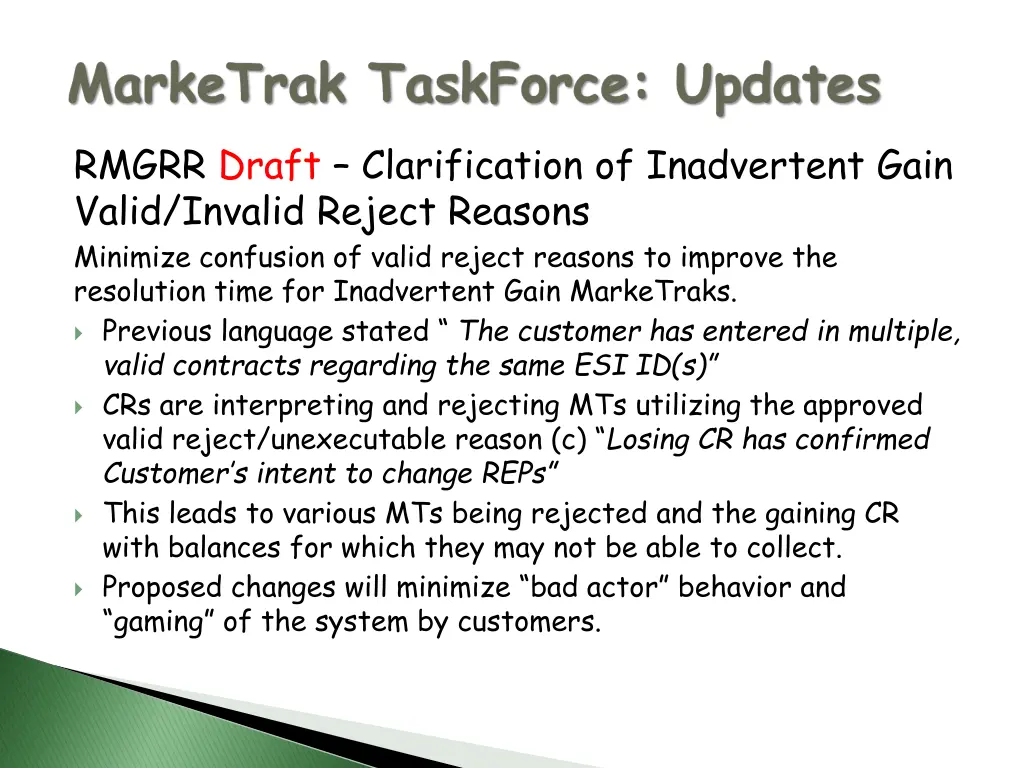 rmgrr draft clarification of inadvertent gain