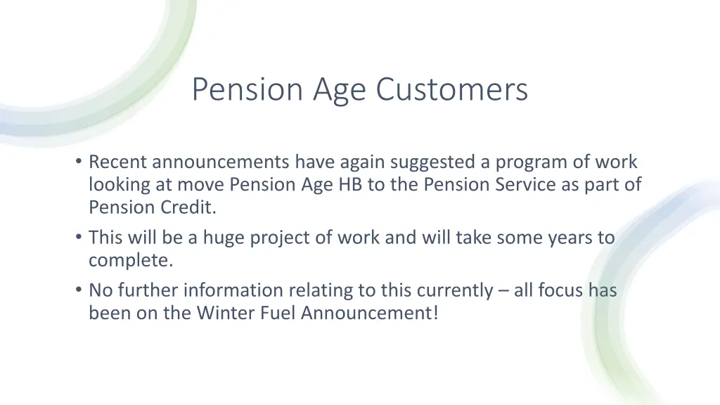 pension age customers