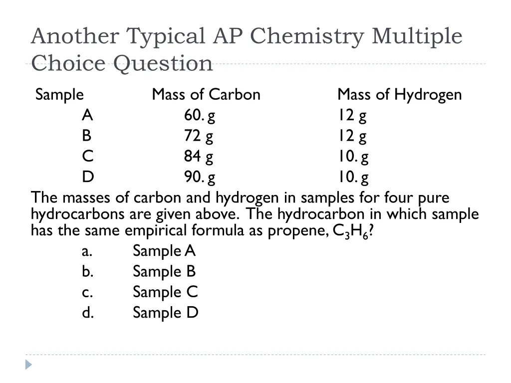 another typical ap chemistry multiple choice