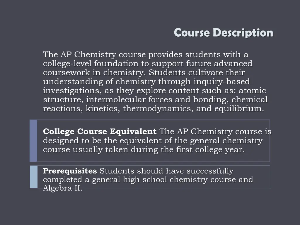course description