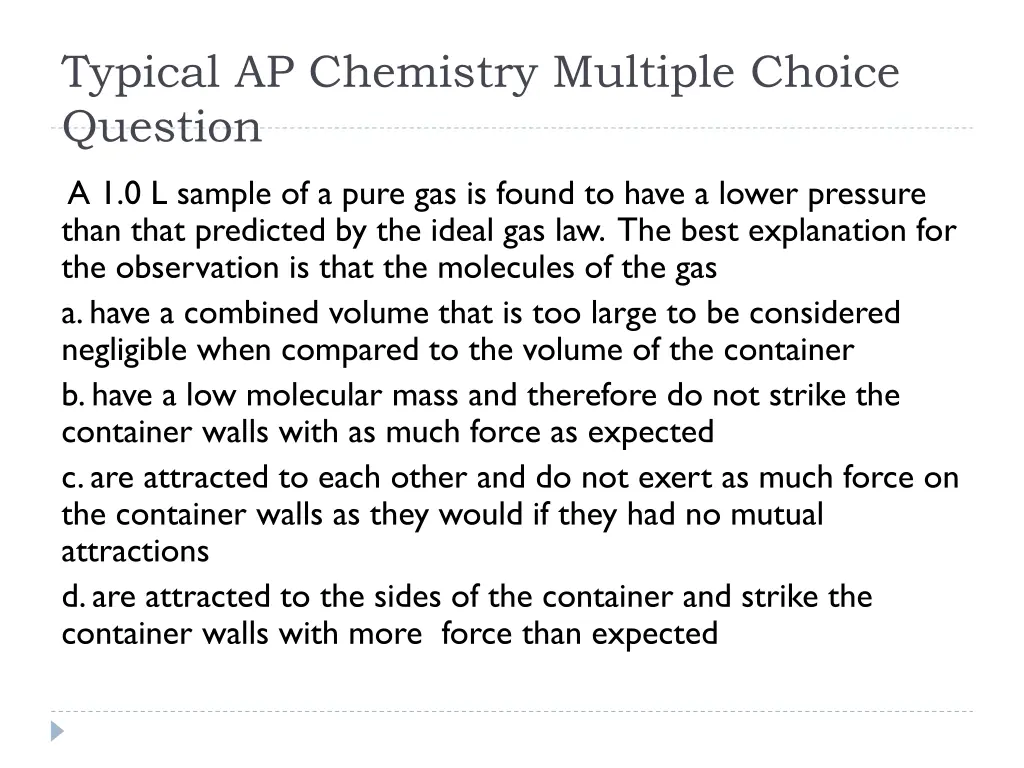 typical ap chemistry multiple choice question