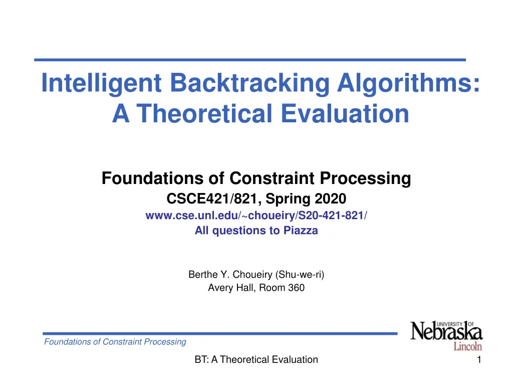 intelligent backtracking algorithms a theoretical