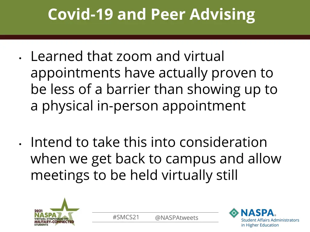 covid 19 and peer advising