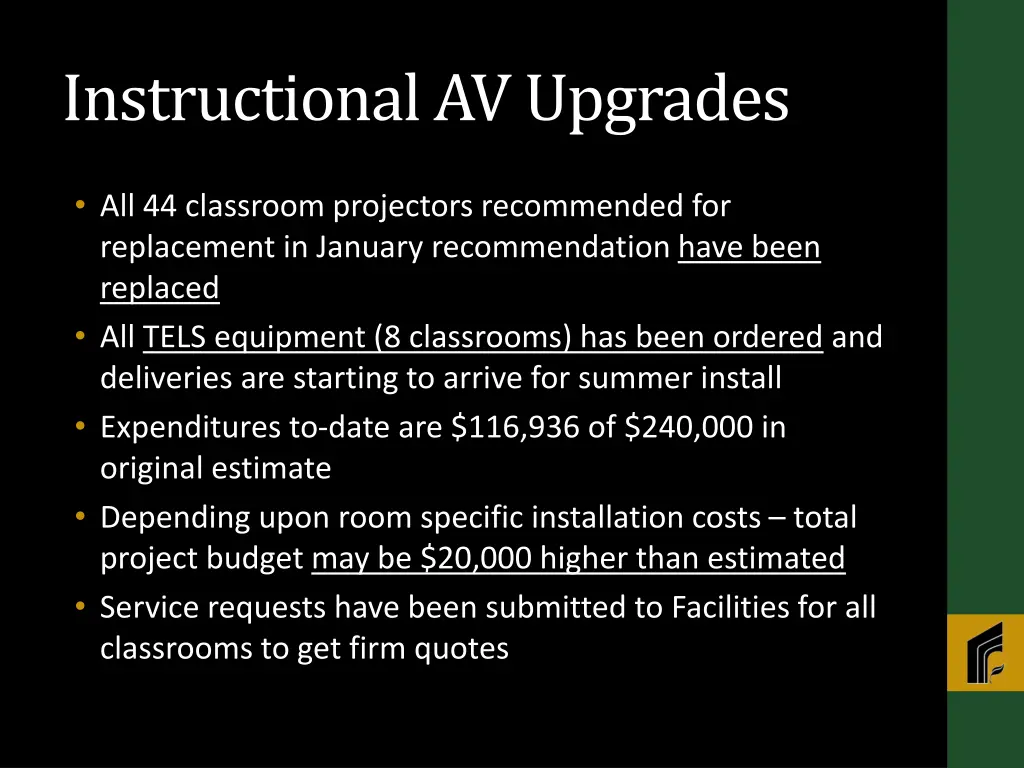 instructional av upgrades