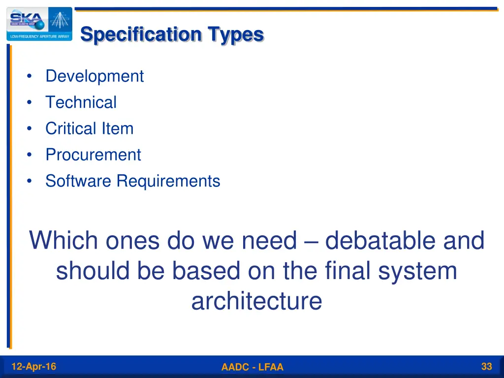 specification types