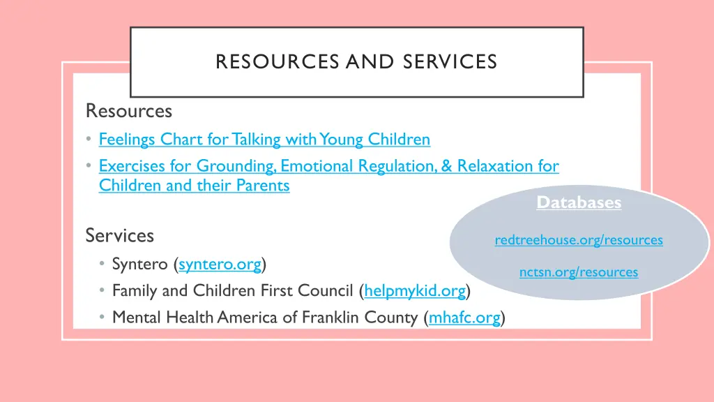 resources and services