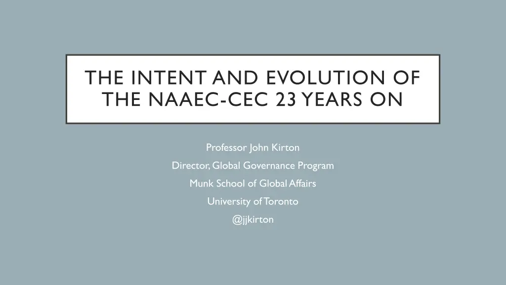 the intent and evolution of the naaec