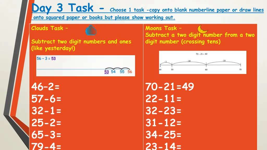 day 3 task choose 1 task copy onto blank