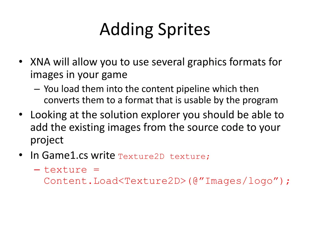 adding sprites