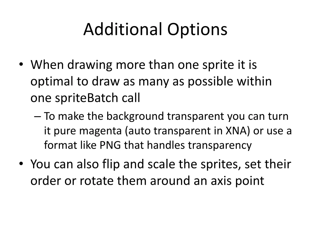 additional options