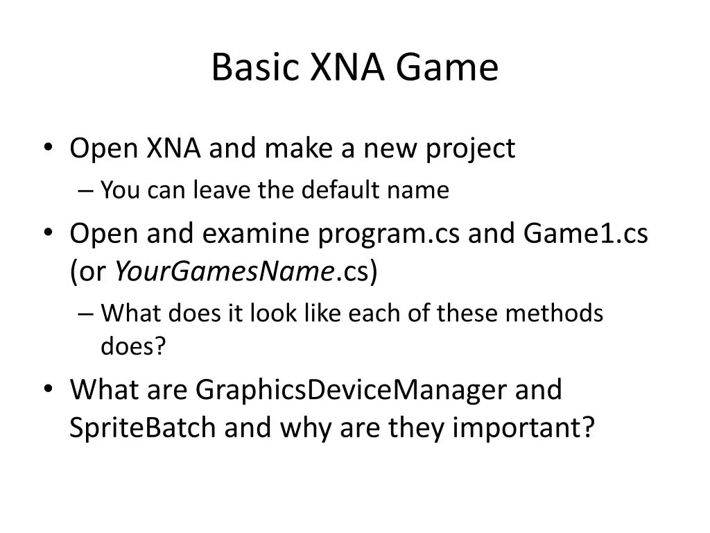 basic xna game