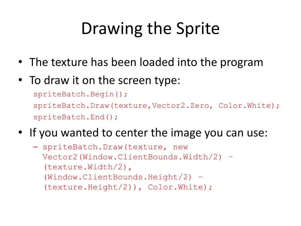 drawing the sprite