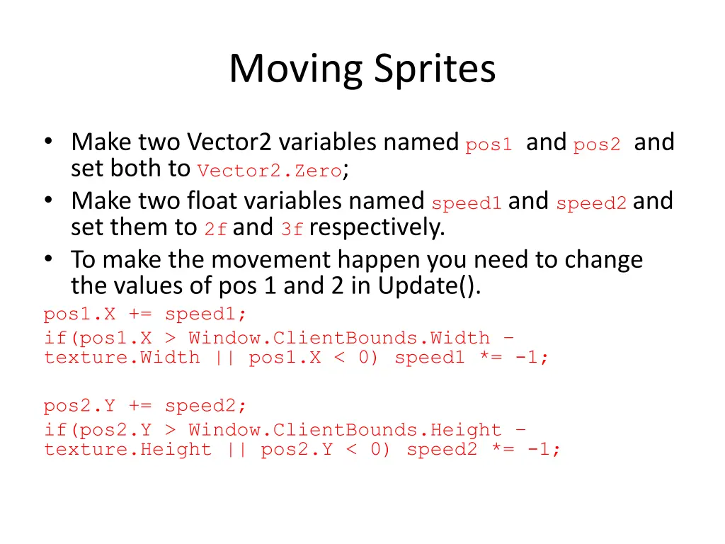 moving sprites