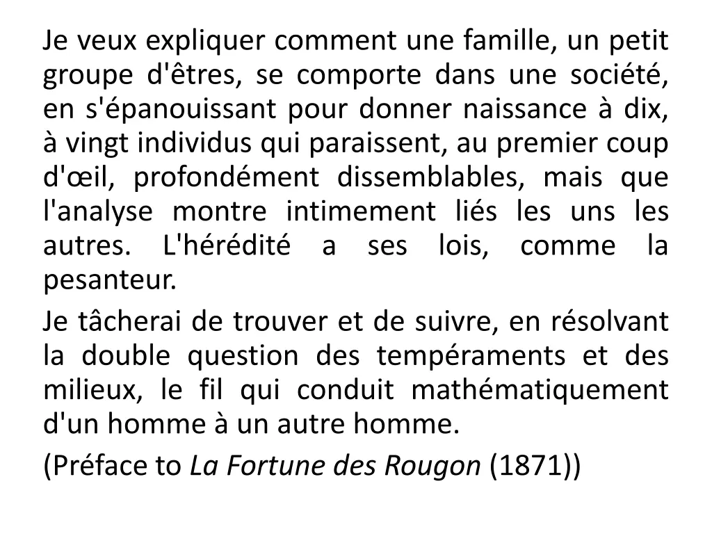 je veux expliquer comment une famille un petit