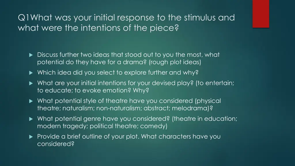 q1what was your initial response to the stimulus