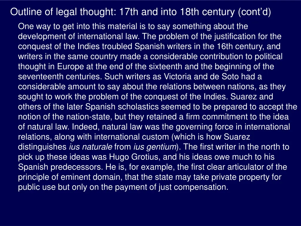 outline of legal thought 17th and into 18th 1