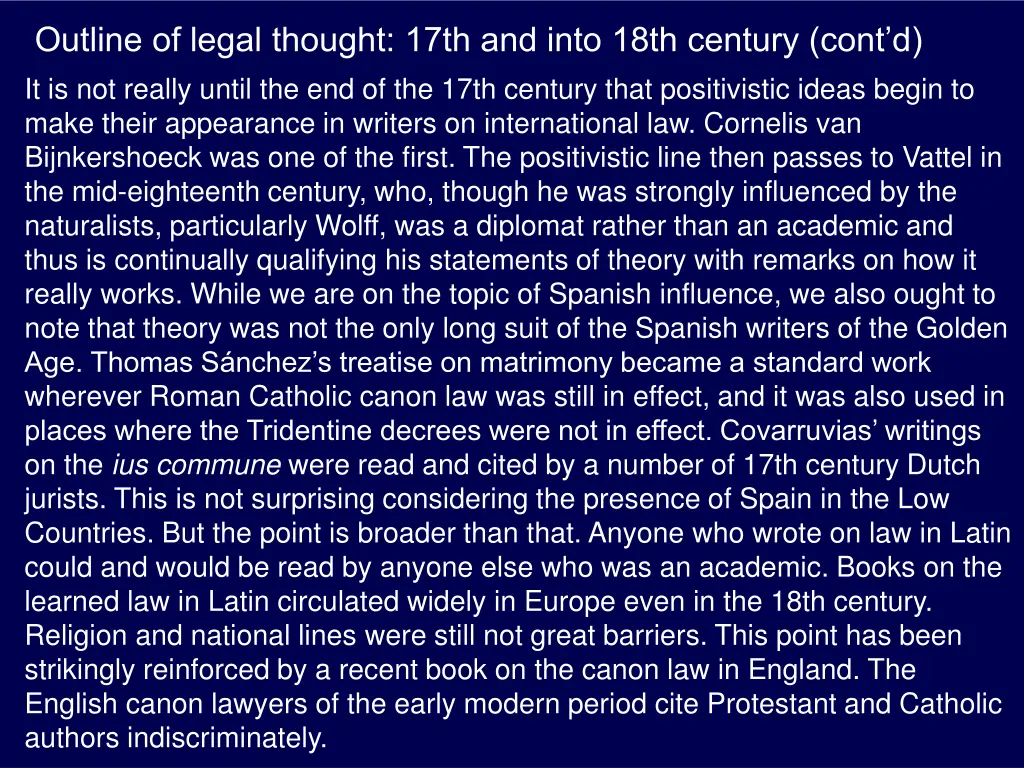 outline of legal thought 17th and into 18th 2