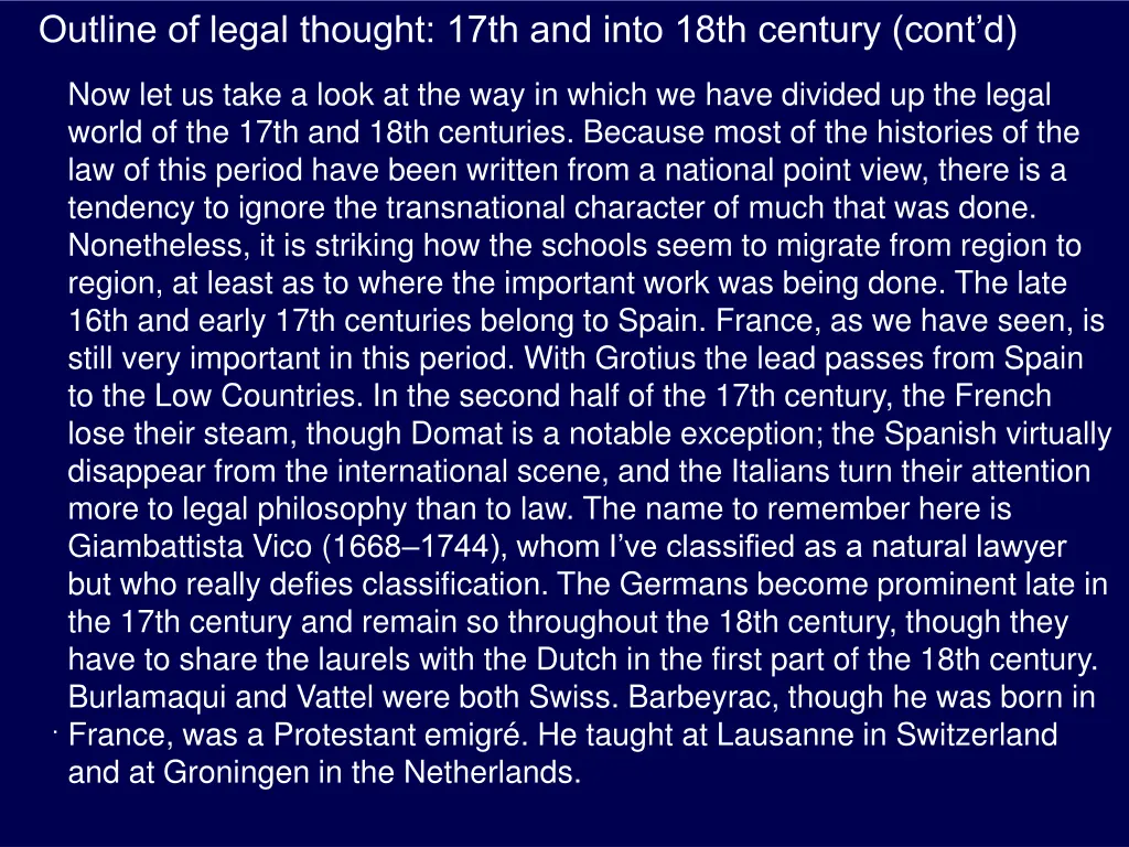 outline of legal thought 17th and into 18th 3