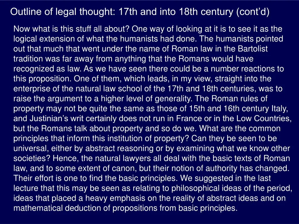 outline of legal thought 17th and into 18th 6
