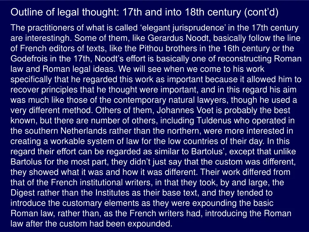 outline of legal thought 17th and into 18th 8