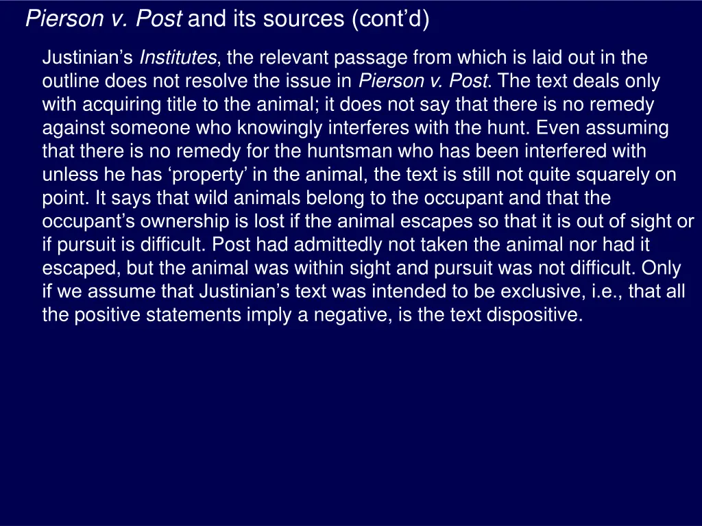 pierson v post and its sources cont d