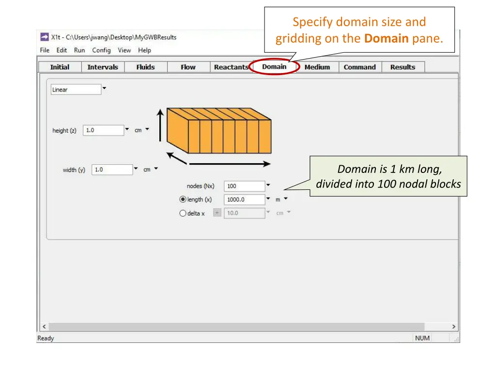 specify domain size and gridding on the domain