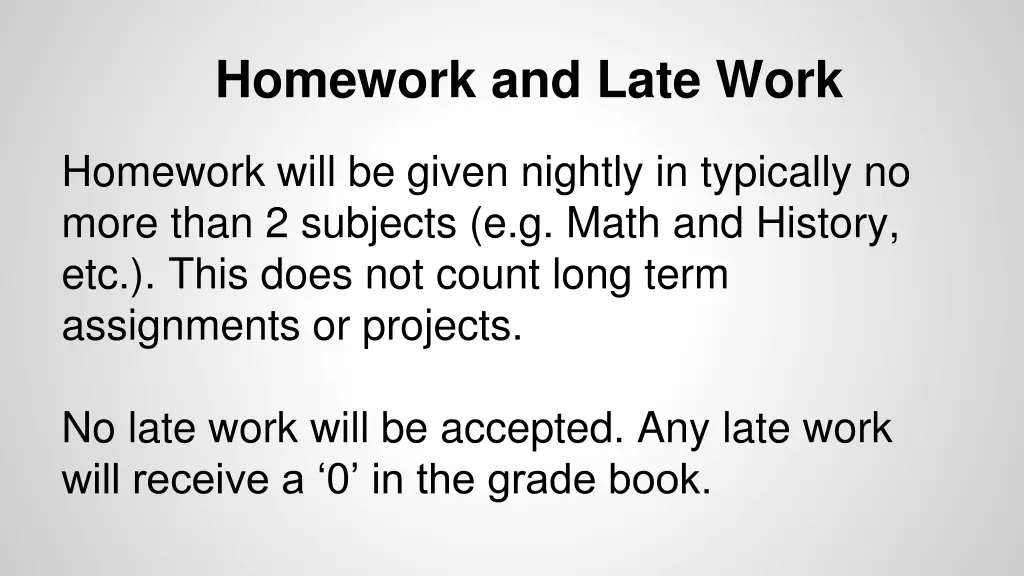 homework and late work