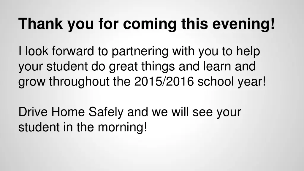 thank you for coming this evening