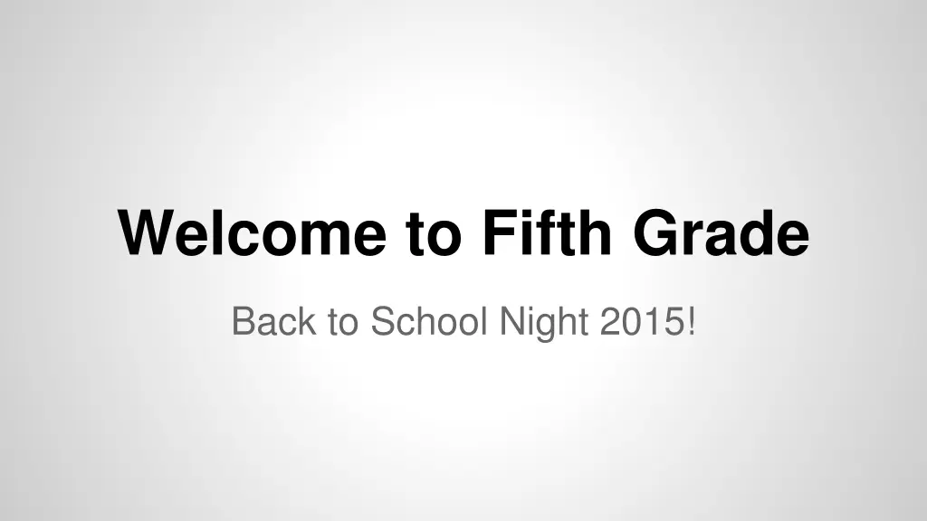 welcome to fifth grade