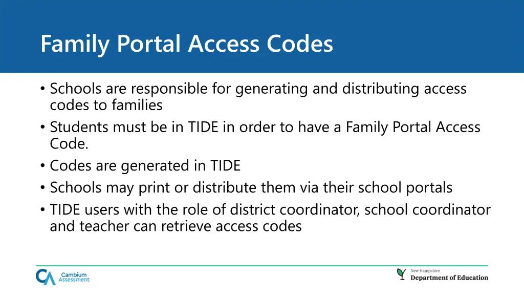 family portal access codes