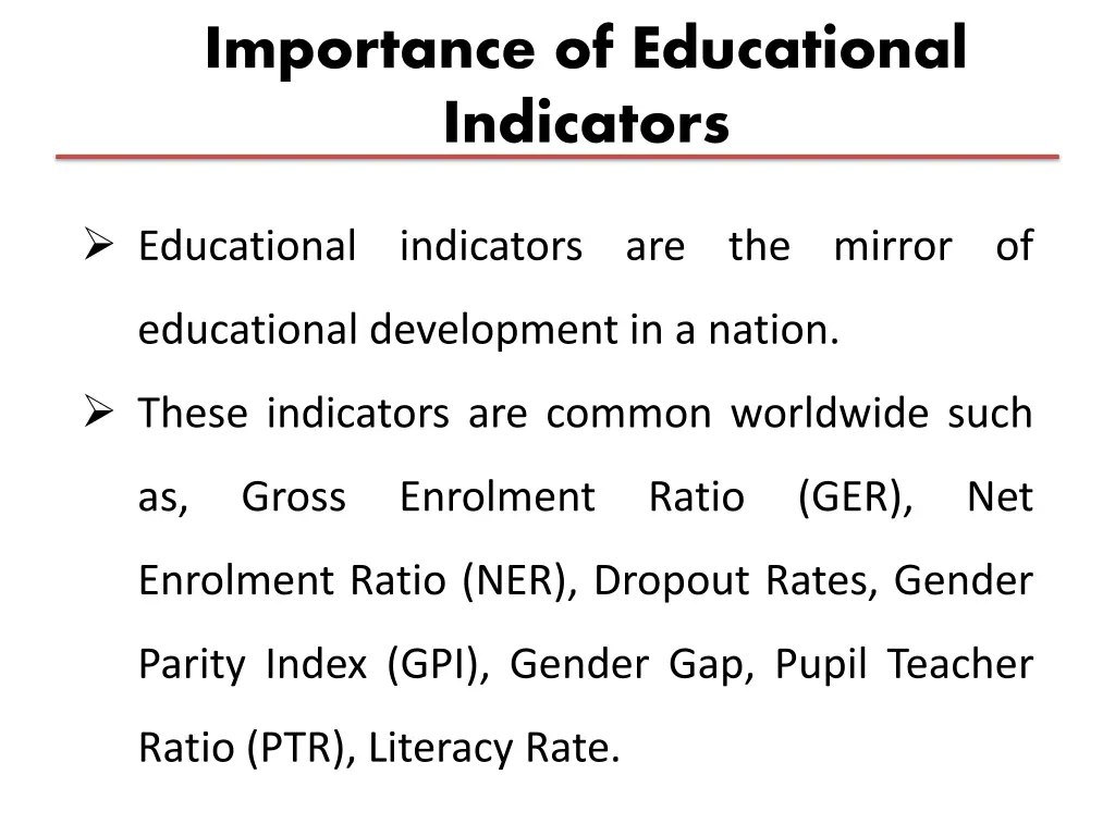 importance of educational indicators 1