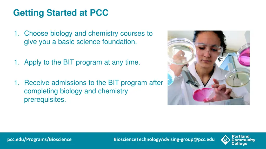 getting started at pcc