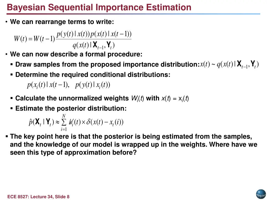bayesian sequential importance estimation