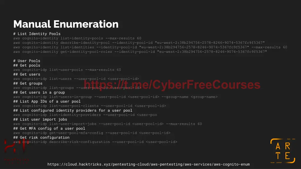 manual enumeration list identity pools