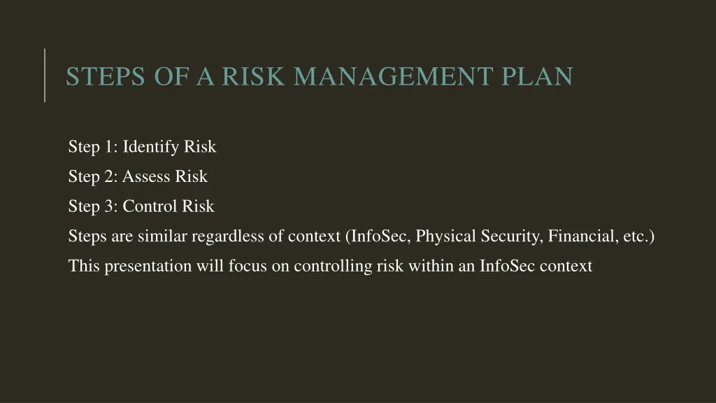 steps of a risk management plan