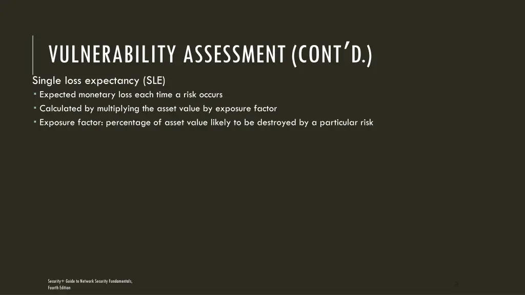 vulnerability assessment cont d single loss